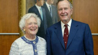 Bush Portrait Unveiled At Presidential Library