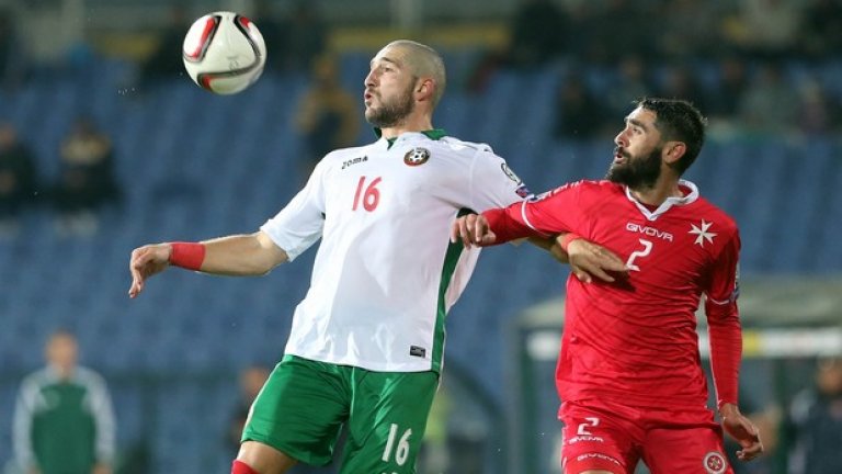 Андрей Гълъбинов вкара първия си гол в официален мач за България срещу малтийците.
