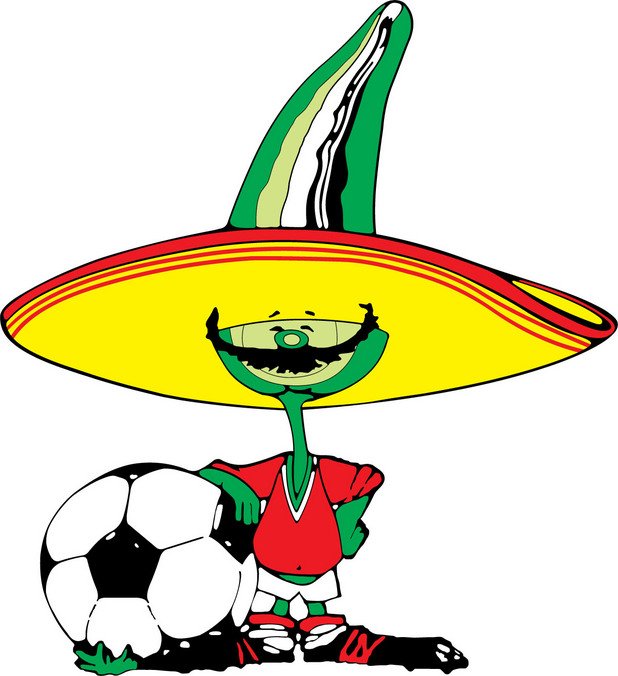 1986 г. - Талисманчето на Мондиал 1986-а се казваше Пике и беше лютиво мексиканско чили чушле. С големи мустаци, както подобава на мексиканец! Един от най-готините в галерията...
