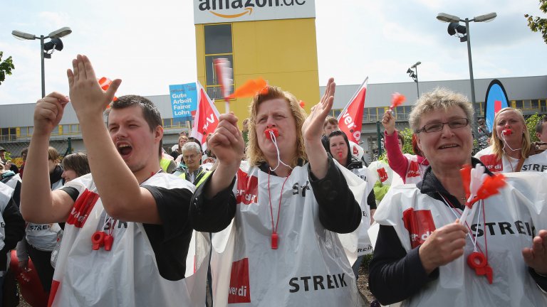 Синдикатите и Amazon: Това ще е битката на Давид и Голиат