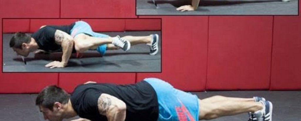 11. Паяк (Spider Crawl) 
Много от упражненията натоварват долната част на страничните коремни мускули (obliques), но това упражнение ефективно натоварва и горната.
Упражнението изисква повече издръжливост, координация и сила, най-вече в ръцете (трицепс) и донякъде в коремната област.
"Паяк" е подходящо упражнение и като част от кардио комплекс или динамична загрявка за по-добра мобилност.
Голям плюс е, че обхваща абсолютно всяка функция на коремната преса (six pack), а именно ротация, анти-екстензия и малко количество флексия. 
Начин на изпълнение:  Застанете в позиция лицева опора и снижете тялото като оставите съвсем малко разстояние преди да докоснете подa. Без да променяте позицията си, отведете левия крак към левия лакът, а след това върнете бавно в начална позиция. Повторете същото движение с десния крак - вече сте изпълнили едно повторение. 
Стремете се към:  5-15 повторения на крак. 
Направете го по-трудно като поставите тежест в долната част на кръста. 
Направете го по-лесно като за опора не използвате позиция лицева опора (длани), а позиция планк (лакти) и изпълнявате движението бавно и контролирано или поставите ръцете си по-високо спрямо краката.