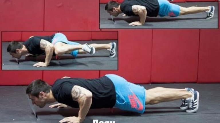 11. Паяк (Spider Crawl) 
Много от упражненията натоварват долната част на страничните коремни мускули (obliques), но това упражнение ефективно натоварва и горната.
Упражнението изисква повече издръжливост, координация и сила, най-вече в ръцете (трицепс) и донякъде в коремната област.
"Паяк" е подходящо упражнение и като част от кардио комплекс или динамична загрявка за по-добра мобилност.
Голям плюс е, че обхваща абсолютно всяка функция на коремната преса (six pack), а именно ротация, анти-екстензия и малко количество флексия. 
Начин на изпълнение:  Застанете в позиция лицева опора и снижете тялото като оставите съвсем малко разстояние преди да докоснете подa. Без да променяте позицията си, отведете левия крак към левия лакът, а след това върнете бавно в начална позиция. Повторете същото движение с десния крак - вече сте изпълнили едно повторение. 
Стремете се към:  5-15 повторения на крак. 
Направете го по-трудно като поставите тежест в долната част на кръста. 
Направете го по-лесно като за опора не използвате позиция лицева опора (длани), а позиция планк (лакти) и изпълнявате движението бавно и контролирано или поставите ръцете си по-високо спрямо краката.