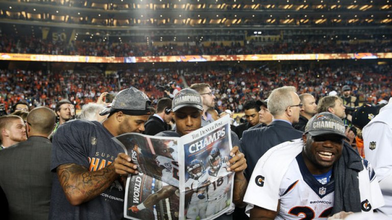 Традиционният "утрешен" вестник, който отбелязва триумфа на новите шампиони на НФЛ.