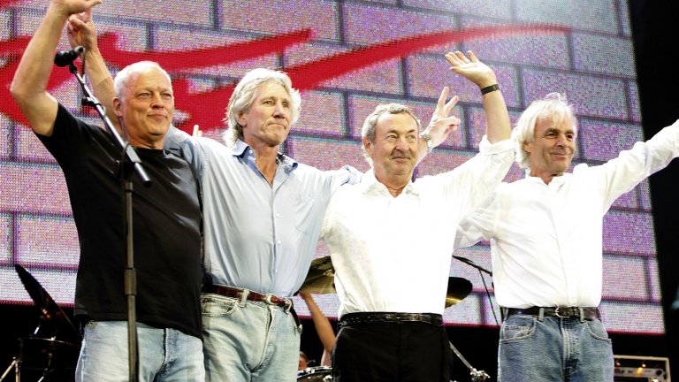 Една от последните снимки на всички членове на Pink Floyd заедно.