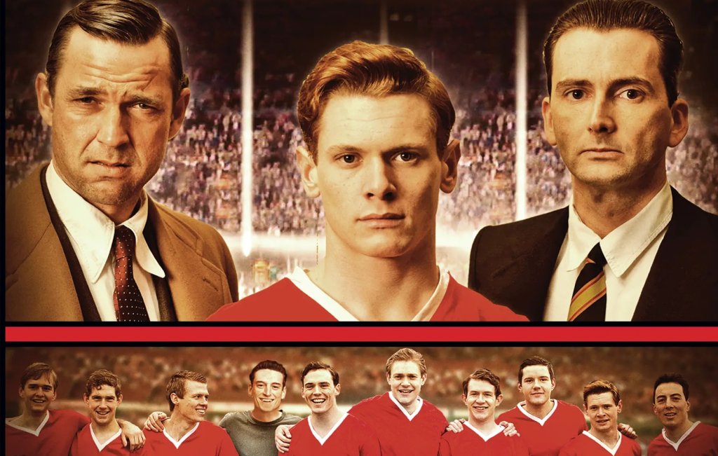 United (2011)
Драмата разказва за една от най-големите трагедии в историята на футбола – самолетната катастрофа от 1958 г., отнела живота на осем играчи от "Манчестър Юнайтед". Филмът се радва на 71% одобрение в платформата Rotten Tomatoes, подкрепен силно и от самите запалянковци на английския гранд. 
Това, което печели сърцата на повечето фенове, е силната актьорска игра. Разтърсващата емоция, която актьорите влагат на екрана, вдъхва нов живот на спомена за загиналите играчи и превръща United в нещо повече от поредния футболен филм.