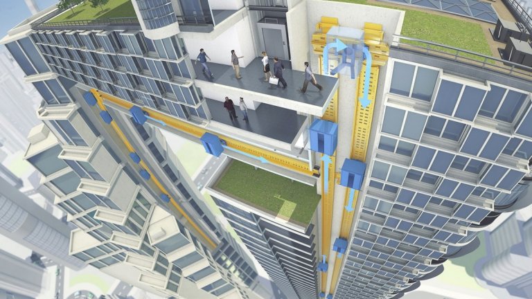 10. Асансьори, които се движат не само нагоре и надолу, но и настраниКакво щеше да е, ако асансьорите могат да се движат и настрани, освен в обичайните посоки – нагоре и надолу? Германската компания Thyssenkrupp има отговор и той се казва MULTI. Става дума за система от асансьори, която използва същата технология за магнитна левитация, използвана и при високоскоростните влакове. Кабините на асансьора могат да се движат в различни посоки и дори да се разминават. Това не само ще намали времето за чакане, но ще промени и начина, по който се конструират сградите.