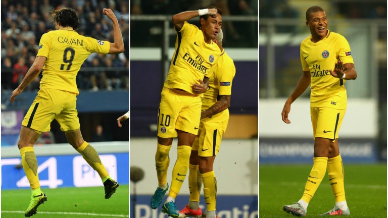 Единсон Кавани (4), Неймар (3) и Килиан Мбапе (2) са отговорни за 9 от общо 12-те гола на ПСЖ в Шампионската лига през сезона досега
