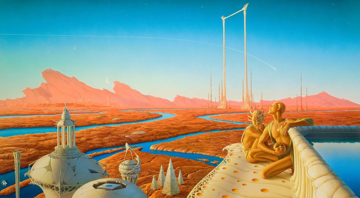 "Марсиански хроники" - Рей Бредбъри (1950 г.)
Колекцията от фантастични разкази на Рей Бредбъри проследява историята на колонизацията на Марс от хората, които бягат от загиващата Земя, както и последвалия конфликт между местните марсианци и новите колонизатори. Самите разкази, макар и отделни един от друг, представляват свързан наратив. Историите, завършени сами по себе си, се свързват заедно като епизоди в една по-голяма повествователна рамка.
Това е едновременно вълнуваща история и социална философска критика по темата за разрушителната колонизация. Литературните критици отразяват последователността от истории на Рей Бредбъри като катализатор за евентуалното широко разпространено приемане и успех на жанра.
