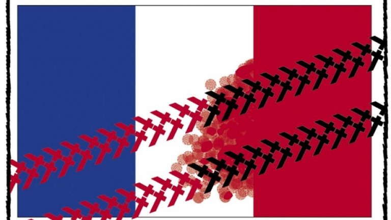 Канадското издание La Presse реагира на атаката с тази илюстрация 
