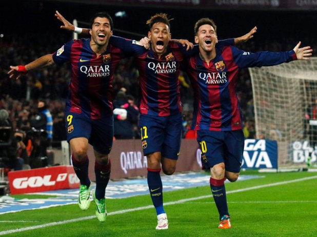 Май 2015: Меси оформи страховито трио в нападението на Барселона с Луис Суарес и Неймар, а тримата вкараха общо 122 гола през сезон 2014/15