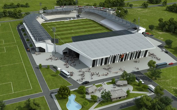 Коко Динев обеща нов стадион в този вид на Локо (Пд), но вместо това реши, че е по-лесно да премести отбора в Сандански.