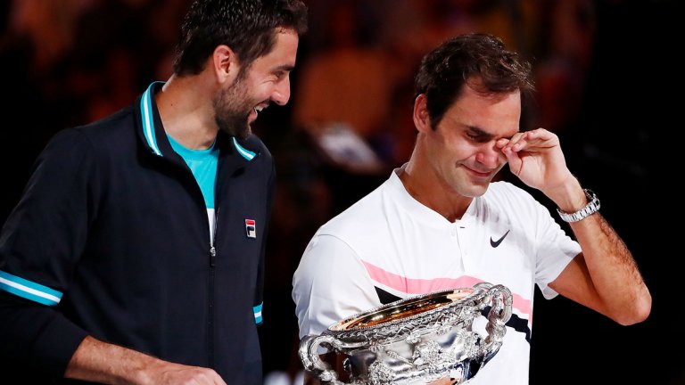 Роджър Федерер вдигна трофея от Australian Open за шести път през 2018 г. след петсетова победа над Марин Чилич. Хърватинът вярва, че той и съпругата му са му помогнали за това.