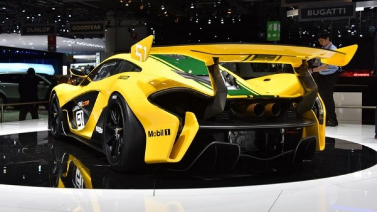 McLaren P1 GTR
Накратко, GTR е шокиращата пистова версия на P1 на McLaren -  един от най-ексклузивните автомобили в света.
P1 GTR ще се предлага само на тези, които вече притежават P1, а те не са никак много – производствената серия на супер колата на McLaren е едва 375 бройки.
Клиентите получават много технологии и аеродинамични елементи, заети директно от Формула 1, както и специално отношение – трак дни и състезания, организирани от McLaren и обучение в симулатора на британския тим за Формула 1.