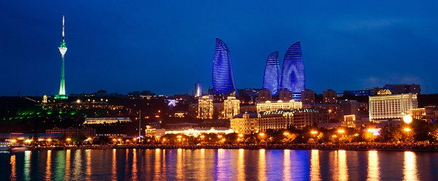 Вечерна гледка от Баку.