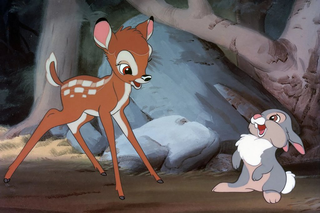 1. Bambi / "Бамби" (1942 г.)
Филмът, който е разбил не едно и две детски сърца, нанасяйки на малчуганите по света емоционални травми. Емоцията в тази анимация до голяма степен се постига с огромния усет към детайла в рисуването, както и с добре разказаната история за съзряването на едно еленче, което твърде рано губи майка си.