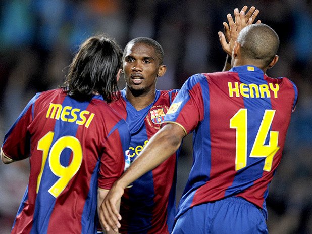 Лионел Меси, Тиери Анри, Самуел Ето`о
Години преди MSN Барселона разполагаше с това убийствено трио, което през 2008/09 общо отбеляза 100 гола.