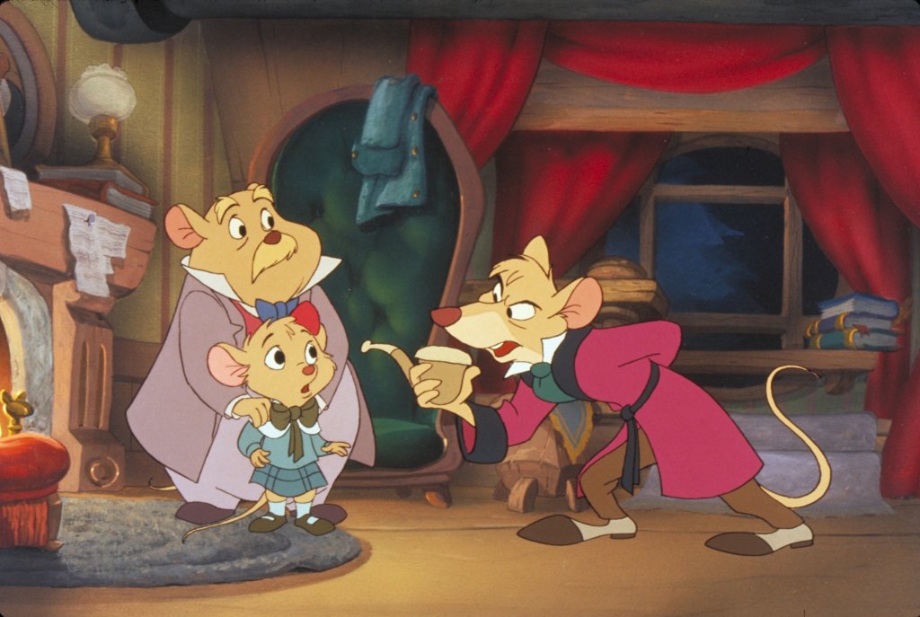 9. The Great Mouse Detective / "Базил, великият мишок детектив" (1986 г.) 
Мишката, която спаси "Дисни" от фалит. И не, не е Мики Маус, а Базил мишока  - детектив, който се появява на екран след голямото фиаско от 1995 г. с мрачното фентъзи "Черния казан". Тогава, подлъгани по възхода на мрачните истории за мечове и магия, "Дисни" създават подобна история, която обаче не се харесва изобщо на зрителите. 
Вместо да се насочат към дъното, от студиото пускат един уж последен филм  - жива и весела история за мишка детектив с много музика, номера в стил "Бродуей" и талантлив авторски екип, която успява да задържи светлините пуснати.