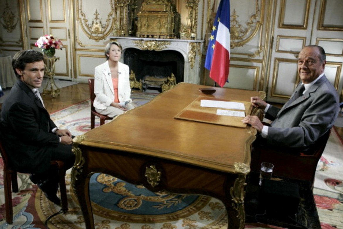 Пюжадас на интервю с президента Жак Ширак в Елисейския дворец