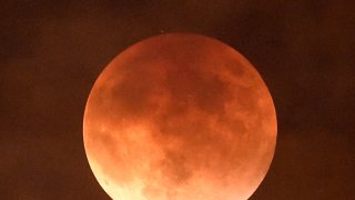 The 2015 blood moon is seen on September 27, 2015 in Burbank California.
