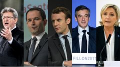 Петимата водещи кандидати: Жан-Люк Меланшон, Беноа Амон, Еманюел Макрон, Франсоа Фийон и Марин льо Пен излязоха на първи президентски дебат
