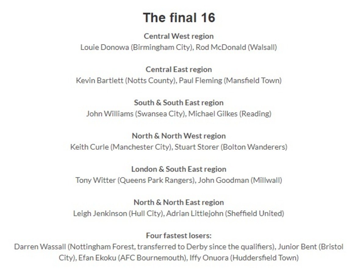 За полуфиналите и финала на "Уембли" се класират първтите двама от 6 регионални гонки, както и четиримата най-бързи губещи, измежду представителите на 92 клуба от първите четири ешелона на в Англия.