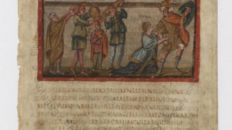 Дигитално копие на илюстрация от 1600-годишното Folio 22 recto от Vergilius Vaticanus, снимано с новата технология и система за печат на Canon