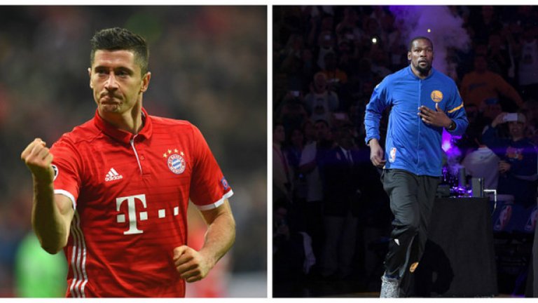 6. Роберт Левандовски/Кeвин Дюрант: Ако не можеш да победиш врага, присъедини се в неговите редици. Полякът премина от Борусия в Байерн, за да печели повече трофеи, след толкова неуспехи на изток с Оклахома, Дюрант стана част от Голдън Стейт.