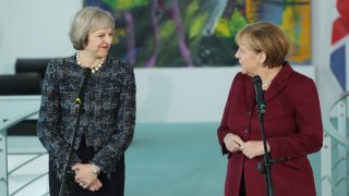 Angela Merkel And Theresa May Give Statements Following Talks