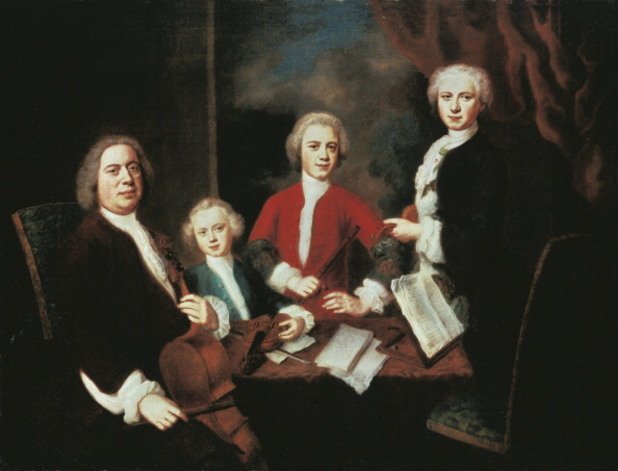 Картина, изобразяваща композитора Йохан Себастиан Бах (1685-1750) и неговите синове 1730-та