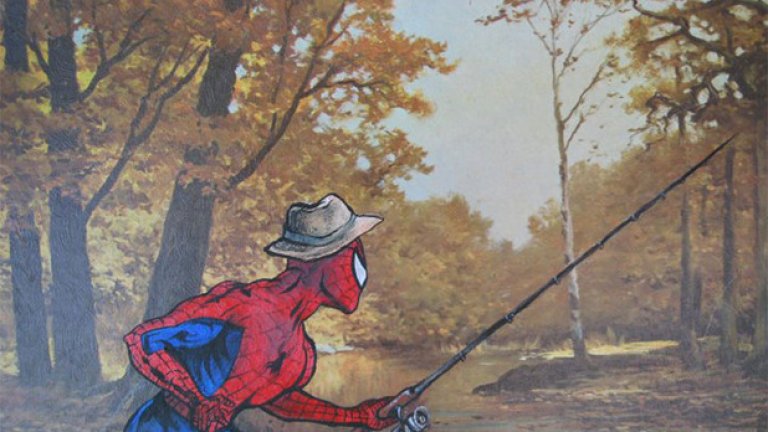 Дейвид Арвайн намира "цаката" на "креватната" живопис - като я оживява с герои от филми, комикси и книги