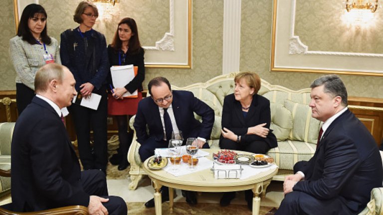 Путин беше най-доволен сред срещата в Минск с Порошенко, Оланд и Меркел