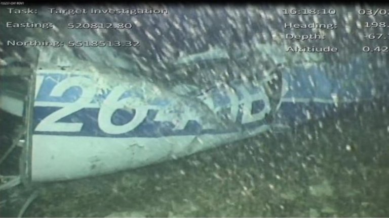 Останките от машината Piper Malibu N264DB, който изчезна с аржентинския нападател преди около две седмици, бяха открити в неделя сутринта.