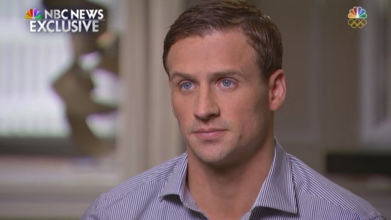 Райън Лохте - дни след странния инцидент в Рио де Жанейро. Плувецът, който се яви на Олимпиадата с платинено руса коса, вече изглежда напълно променен.