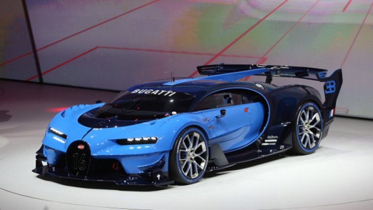 Bugatti Vision Gran Turismo
Bugatti, които държат световния рекорд за най-бърз автомобил от серийно производство, скоро ще покажат наследника на всемогъщия Veyron. 
Моделът, който представиха във Франкфурт, подсказва какво можем да очакваме от бъдещия хипер-спортен автомобил. 
Дизайнът и технологията в прототипа Gran Turismo са специално разработени от Bugatti за едноименната компютърна игра. 
Vission GT обещава 1500 конски  сили, ускорение от 0 до 100 км/ч за 2,3 секунди и максимална скорост от 463 км/ч, което би превърнало прототипа в най-бързата серийна кола в света.