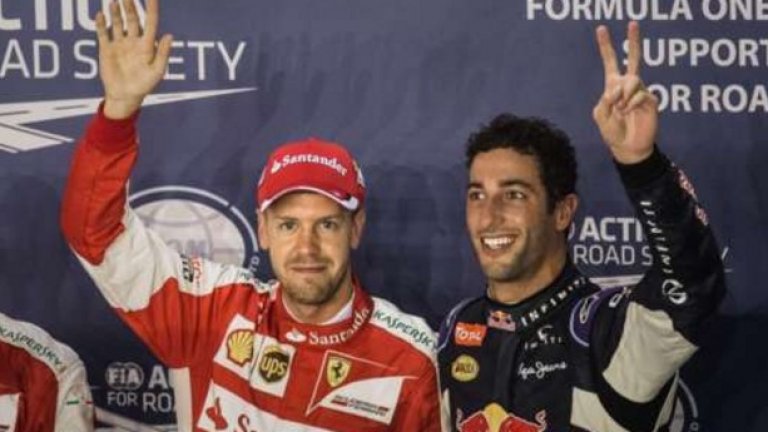 Фетел и Рикардо стартират от първа редица утре в Сингапур