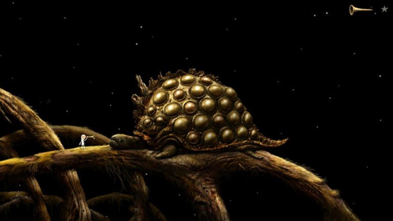 Samorost 3 (Amanita Design/iOS, Android)
Нещо в света на Samorost 3 ни напомня за красотата и спокойствието, които толкова често липсват в обсебената от насилието и кръвта гейм индустрия. Тук става въпрос за приказната история на един малък гном, борещ се със зъл магьосник, опустошил мъничкия му свят. Играта оживява благодарение на красивата визия, приятната музика и разкошните анимации - а геймплеят е класически и напомня на куестовете от 90-те, където всяко парче от пъзела има своето място и не рефлексите, а умът ви са поставени на изпитание.
Каквато и да е причината да посегнете към Samorost 3, творението на талантливото чешко студио Amanita Design няма да ви разочарова. И докато сме на тази вълна, не пропускайте и предната им игра Machinarium, която също е налична за мобилни устройства.