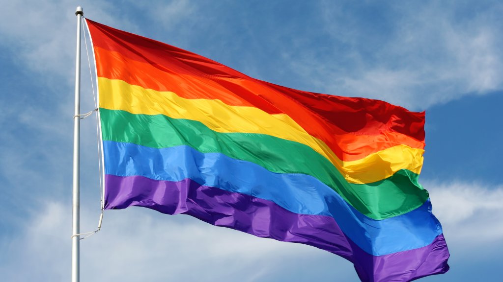 Rainbow flag proudly waving