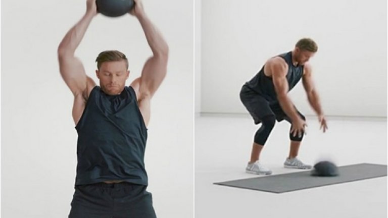 Планински катерач – 30 сек
Гърбът трябва да остане неподвижен. Краката се движат към съответните ръце, без почивка. Правете възможно най-много повторения.