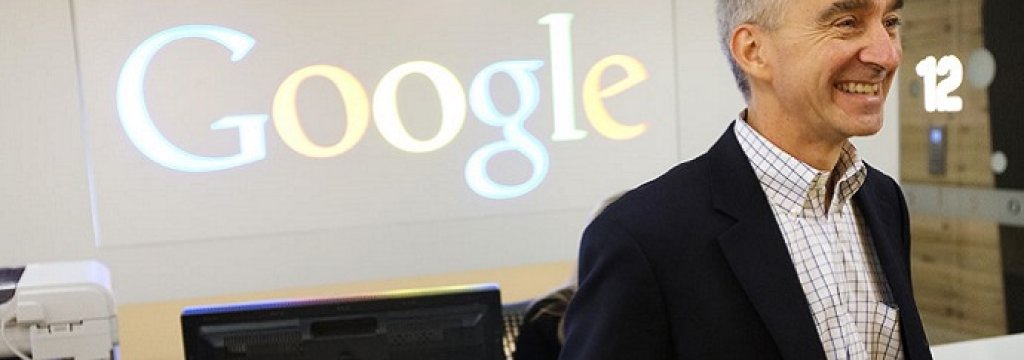 Google CFO Pichette smiles in the new Google office in Toronto