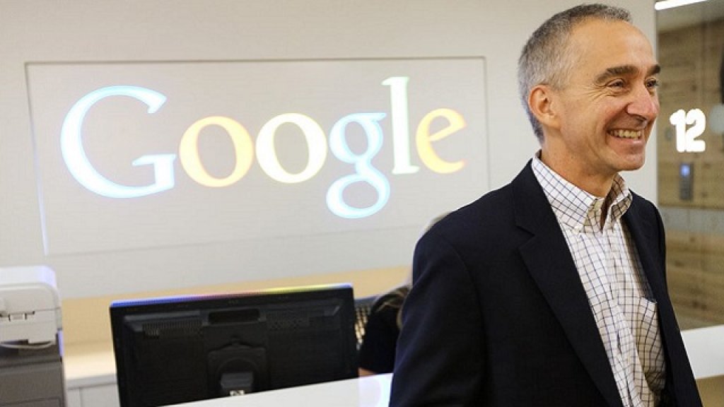 Google CFO Pichette smiles in the new Google office in Toronto
