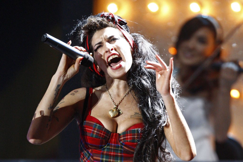 British singer Amy Winehouse performs at the Brit Awards at Earls Court in London