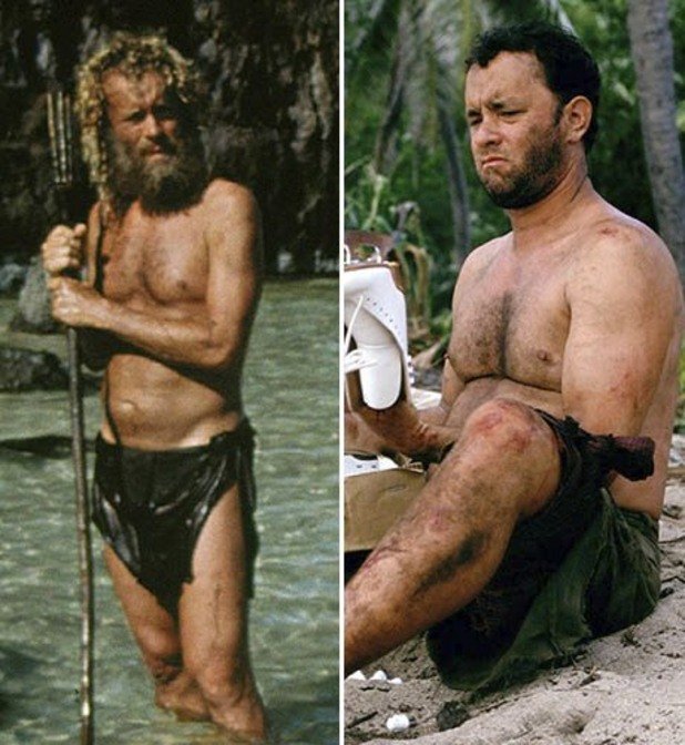 В "Кораброкрушенецът" от 2000 година Том Ханкс има две превъплащения: в едното тежи 101 кг, а в другото - 77 кг.
С ролята във филма, той е номиниран за "Оскар" и печели "Златен глобус" за най-добър актьор