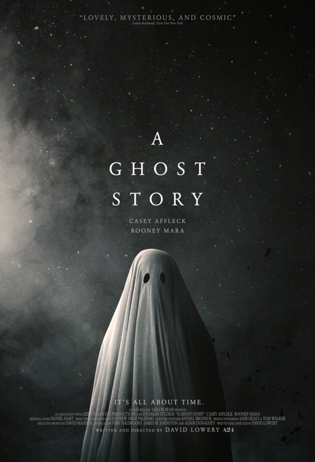 \"A Ghost Story\" 
Дата: 7 юли 
Доста странен филм, но странен в добрият смисъл. Бен Афлек играе мъртъв мъж, който носи чаршаф с дупки за очите и наблюдава съпругата си.