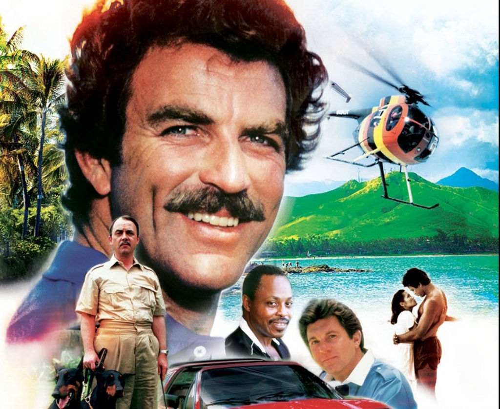 Magnum P.I.
Едно още по-отдалечено пътуване в историята на телевизията - до началото на 80-те години, когато мустакатият Том Селек привлича вниманието на аудиторията (и преди всички да почнем да го разпознаваме като Ричард - гаджето на Моника от "Приятели").
В Magnum P.I. Селек е в ролята на Томас Магнум - частен детектив, живеещ в просторен дом в Хавай. Домът не е негов, а на успешен писател, който така и не виждаме. Магнум живее там - и се радва на най-различни удобства и червено "Ферари" - защото очевидно е помогнал много на писателя при свой случай. А това успешно да се справя със случаите си е част от неговия чар.
Тази класика може да откриете в Amazon Prime Video.