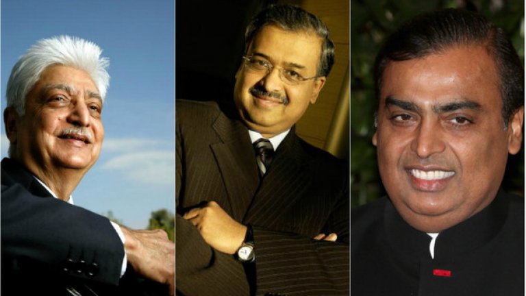 Индийците в "клуб 65" са трима: Азим Премжи (известен като Царя на индийската софтуерна и IT индустрия), Дилип Шангви (бизнес с фармация и лекарства) и Мукеш Амбани (лекарства, газ, петрол). Амбани е най-богатият човек в Индия за 2015-та година с 21 млрд. долара лично богатство