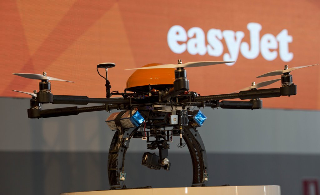 easyJet  Innovations event at Milan Malpensa Airport,Italy.Drone