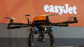 easyJet  Innovations event at Milan Malpensa Airport,Italy.Drone