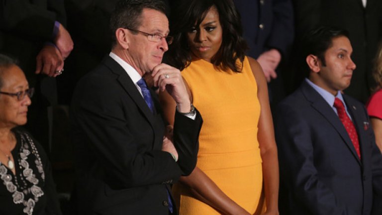 През януари 2016-а първата дама се появи в жълта рокля на Narciso Rodriguez за годишната реч на Барак Обама "За състоянието на съюза" пред двете камари на парламента, членовете на Върховния съд, администрацията и висшите военни на страната.