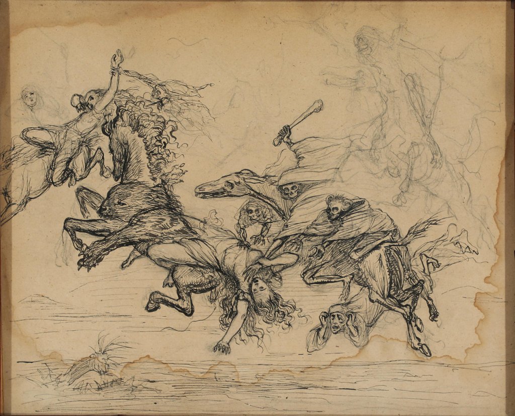 Ludvig_Abelin_Schou_-_Studie_til_Ragnarok._Hel_fælder_en_Valkyrie_ved_Ragnarok