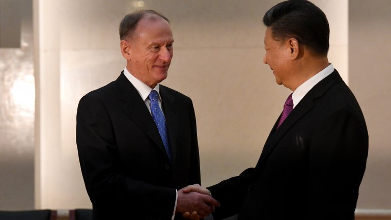 Президентът на Китай Си Дзинпин посреща шефа на руския Съвет по сигурността Николай Патрушев в Пекин през 2019 г.